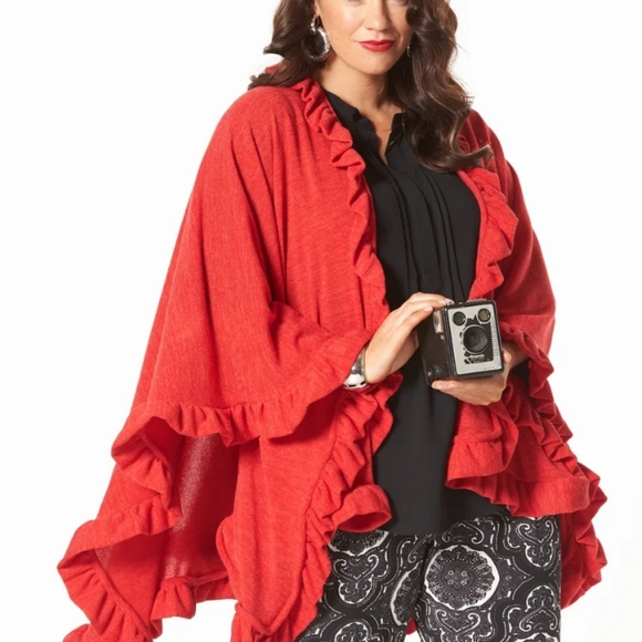 Coral Ruffled Women's Sweater - Picture 11 of 12